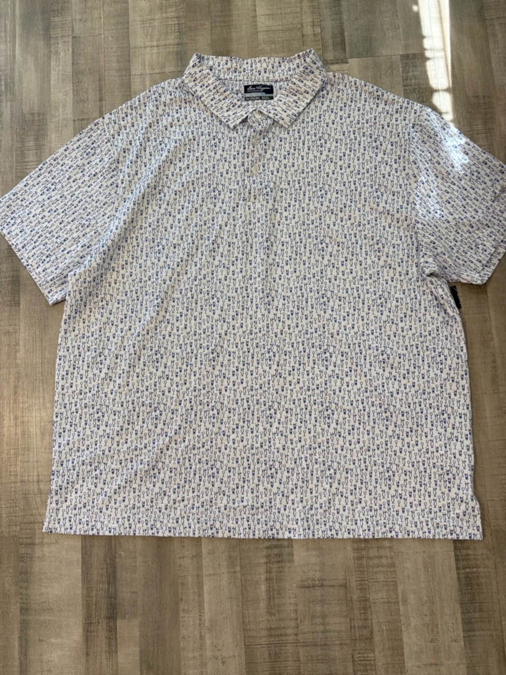 Ben Hogan performance  Men’s White Polo with Blue Micro Print